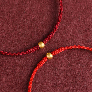 Buddha Gift 999 Gold One Mini Bead Design Handmade Strength Braided Rope Bracelet Anklet