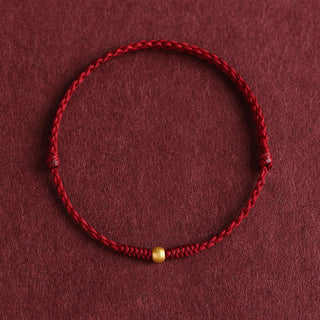 Buddha Gift 999 Gold One Mini Bead Design Handmade Strength Braided Rope Bracelet Anklet