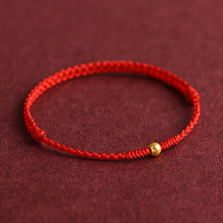 Buddha Gift 999 Gold One Mini Bead Design Handmade Strength Braided Rope Bracelet Anklet