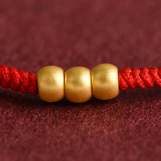Buddha Gift 999 Gold Mini Three Beads Design Handmade Luck Rope Bracelet Anklet