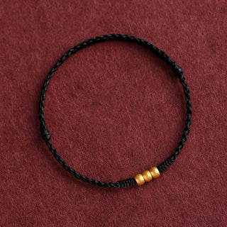 Buddha Gift 999 Gold Mini Three Beads Design Handmade Luck Rope Bracelet Anklet