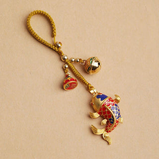 Buddha Gift Colorful Koi Fish Hollow Bell Wealth Luck Key Chain