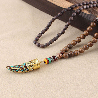 Buddha Gift Tibet Wenge Wood Om Mani Padme Hum OM Symbol Mantra Horn Pattern Protection Necklace Pendant