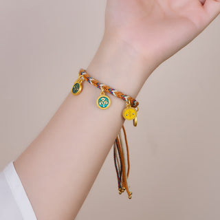 Buddha Gift Handmade Tibetan Multicolored Rope Five God Of Wealth Luck Bracelet