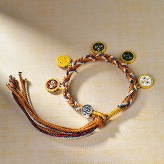 Buddha Gift Handmade Tibetan Multicolored Rope Five God Of Wealth Luck Bracelet