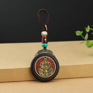 Buddha Gift Tibetan Shankha Conch Om Mani Padme Hum Lotus Fu Character Gourd Peace Key Chain