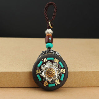 Buddha Gift Tibetan Shankha Conch Om Mani Padme Hum Lotus Fu Character Gourd Peace Key Chain