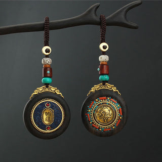 Buddha Gift Tibetan Shankha Conch Om Mani Padme Hum Lotus Fu Character Gourd Peace Key Chain
