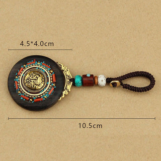 Buddha Gift Tibetan Shankha Conch Om Mani Padme Hum Lotus Fu Character Gourd Peace Key Chain
