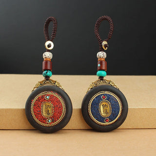 Buddha Gift Tibetan Shankha Conch Om Mani Padme Hum Lotus Fu Character Gourd Peace Key Chain