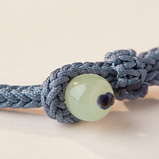 Buddha Gift Hetian Jade Lotus Peace Buckle Braided Rope Fortune Bracelet
