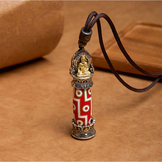 Buddha Gift Tibetan Medicine Buddha Nine-Eye Dzi Bead Protection Necklace Pendant