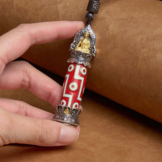Buddha Gift Tibetan Medicine Buddha Nine-Eye Dzi Bead Protection Necklace Pendant