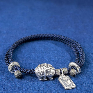 Buddha Gift 925 Sterling Silver Elephant Safe And Well Amulet Charm Strength Bracelet