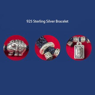 Buddha Gift 925 Sterling Silver Elephant Safe And Well Amulet Charm Strength Bracelet