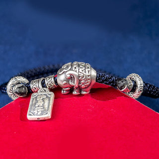 Buddha Gift 925 Sterling Silver Elephant Safe And Well Amulet Charm Strength Bracelet