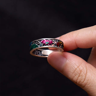 Buddha Gift 925 Sterling Silver Koi Fish Lotus Luck Everything Goes Well Ring