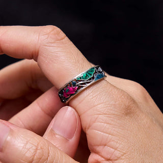 Buddha Gift 925 Sterling Silver Koi Fish Lotus Luck Everything Goes Well Ring