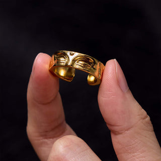 Buddha Gift Golden Meditation Buddha Serenity Copper Adjustable Ring