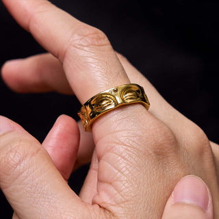 Buddha Gift Golden Meditation Buddha Serenity Copper Adjustable Ring