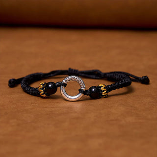 Buddha Gift 925 Sterling Silver Plated Copper Peace Buckle Protection Braided String Bracelet