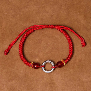 Buddha Gift 925 Sterling Silver Plated Copper Peace Buckle Protection Braided String Bracelet