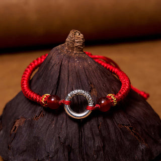 Buddha Gift 925 Sterling Silver Plated Copper Peace Buckle Protection Braided String Bracelet