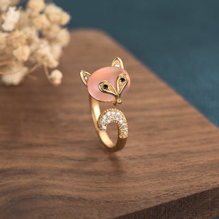 Buddha Gift Cat's Eye Copper Fox Love Ring