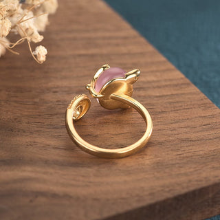 Buddha Gift Cat's Eye Copper Fox Love Ring