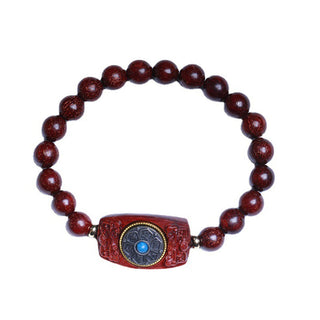 Buddha Gift Small Leaf Red Sandalwood Green Sandalwood Six True Words Peace Bracelet