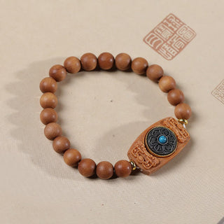 Buddha Gift Small Leaf Red Sandalwood Green Sandalwood Six True Words Peace Bracelet