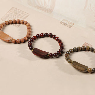 Buddha Gift Small Leaf Red Sandalwood Green Sandalwood Six True Words Peace Bracelet