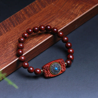 Buddha Gift Small Leaf Red Sandalwood Green Sandalwood Six True Words Peace Bracelet