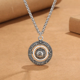 Buddha Gift One's Luck Improves Design Pattern Copper Rotatable Necklace Pendant