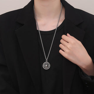 Buddha Gift One's Luck Improves Design Pattern Copper Rotatable Necklace Pendant