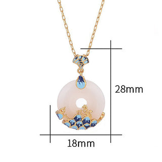 Buddha Gift White Jade Peace Buckle Mountains And Sea Luck Necklace Pendant