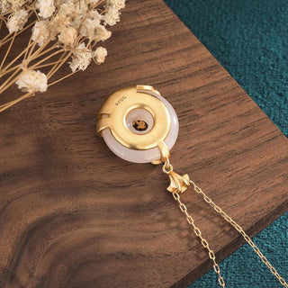 Buddha Gift White Jade Peace Buckle Mountains And Sea Luck Necklace Pendant