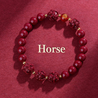 Buddha Gift Chinese Zodiac Cinnabar Keep Away Evil Spirits Blessing Bracelet