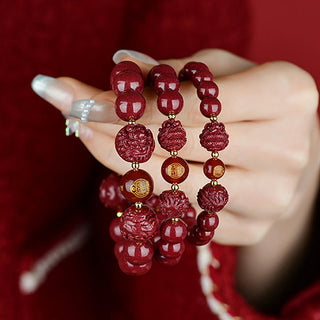 Buddha Gift Chinese Zodiac Cinnabar Keep Away Evil Spirits Blessing Bracelet