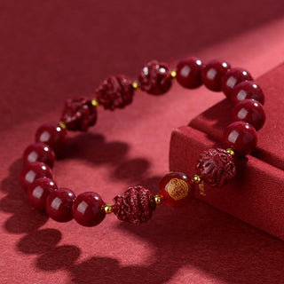 Buddha Gift Chinese Zodiac Cinnabar Keep Away Evil Spirits Blessing Bracelet