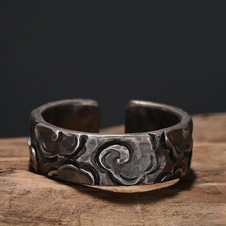 Buddha Gift 999 Sterling Silver Auspicious Clouds Adjustable Protection Ring