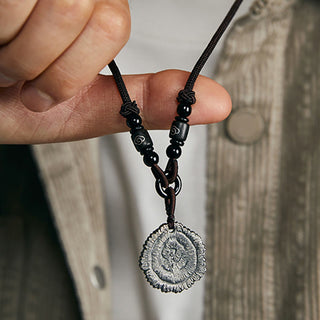 Buddha Gift 999 Sterling Silver Sophora Flavescens Cotton Rope Necklace Pendant