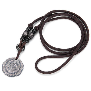 Buddha Gift 999 Sterling Silver Sophora Flavescens Cotton Rope Necklace Pendant