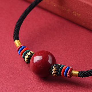 Buddha Gift Cinnabar Lucky Bead Keep Away Evil Spirits Necklace Pendant