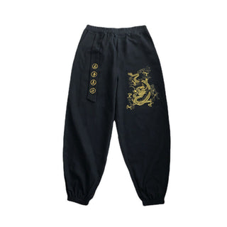 Buddha Gift Auspicious Clouds Dragon Cotton Men's Pants With Pockets