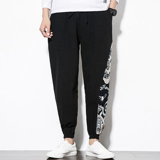 Buddha Gift Summer Dragon Waves Cotton Men's Pants With Pockets