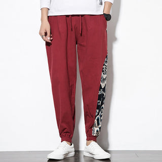 Buddha Gift Summer Dragon Waves Cotton Men's Pants With Pockets