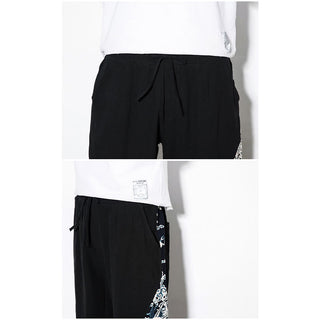 Buddha Gift Summer Dragon Waves Cotton Men's Pants With Pockets