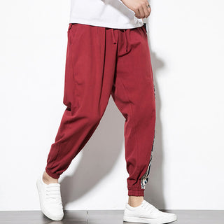 Buddha Gift Summer Dragon Waves Cotton Men's Pants With Pockets