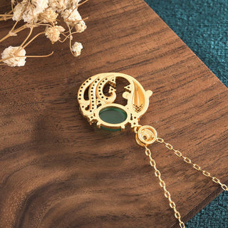 Buddha Gift Green Chalcedony Koi Fish Strength Necklace Pendant